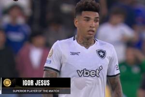 8868在线官网登录入口-打入全场唯一进球！官方：I-热苏斯当选博塔弗戈1-0巴黎全场最佳